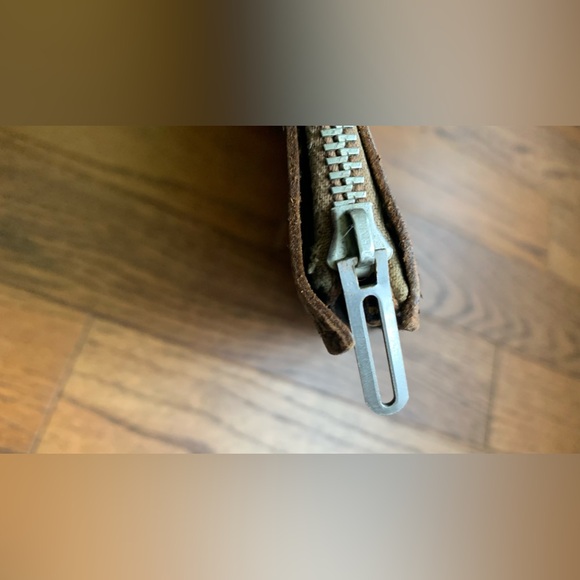 Vintage Brown Pebbled Leather Brief Divider Zip Corner Protector Full-grain - Picture 9 of 10